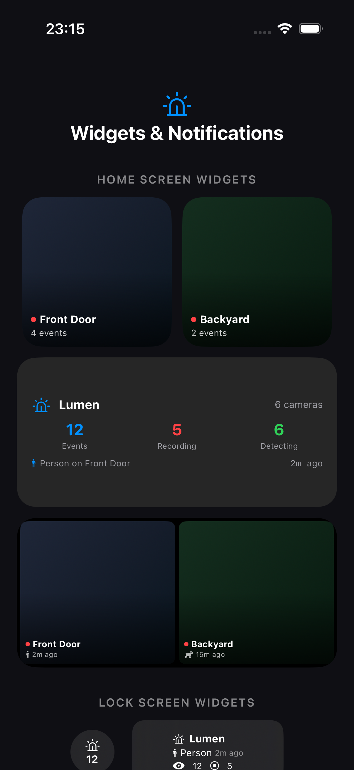 Lumen widgets & notifications