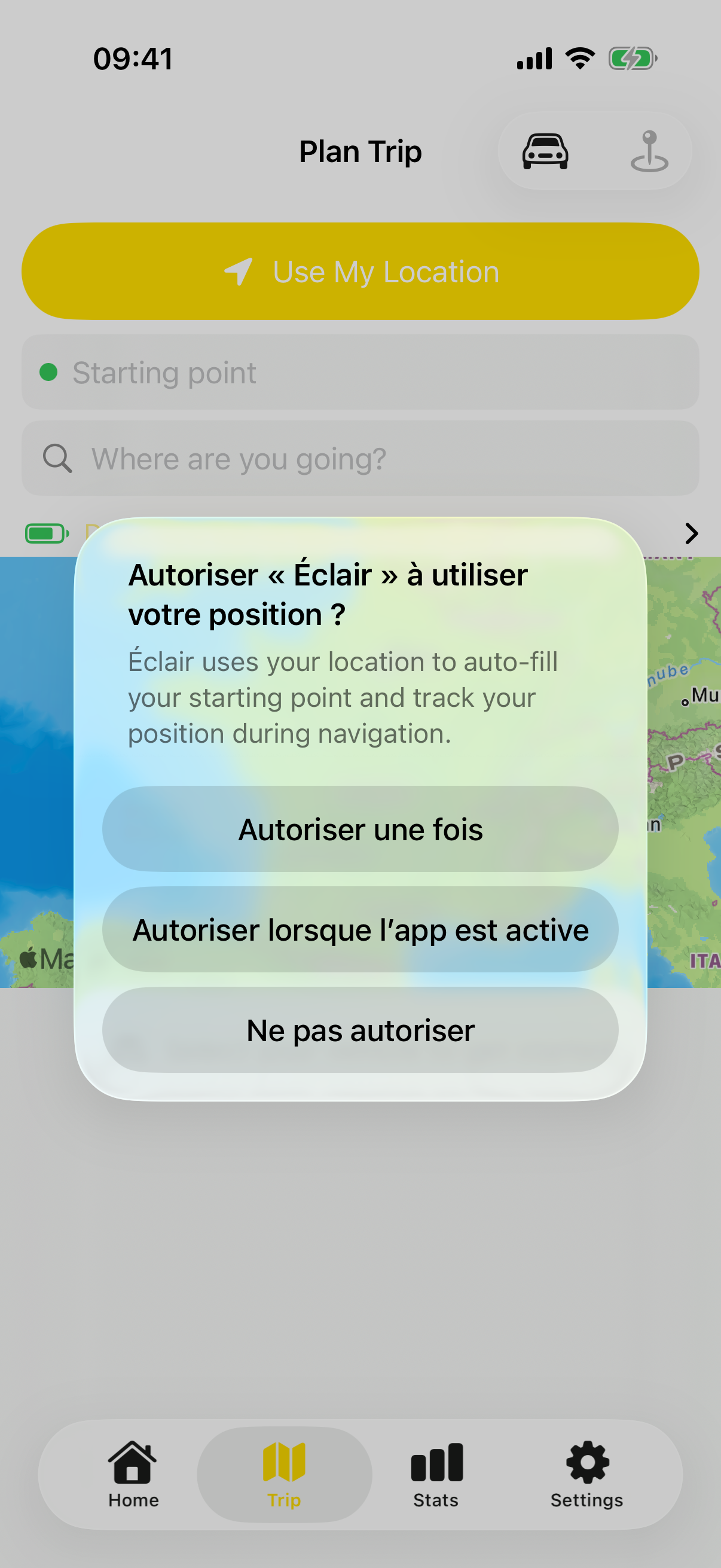 Éclair trip planner with route optimization and charge stops