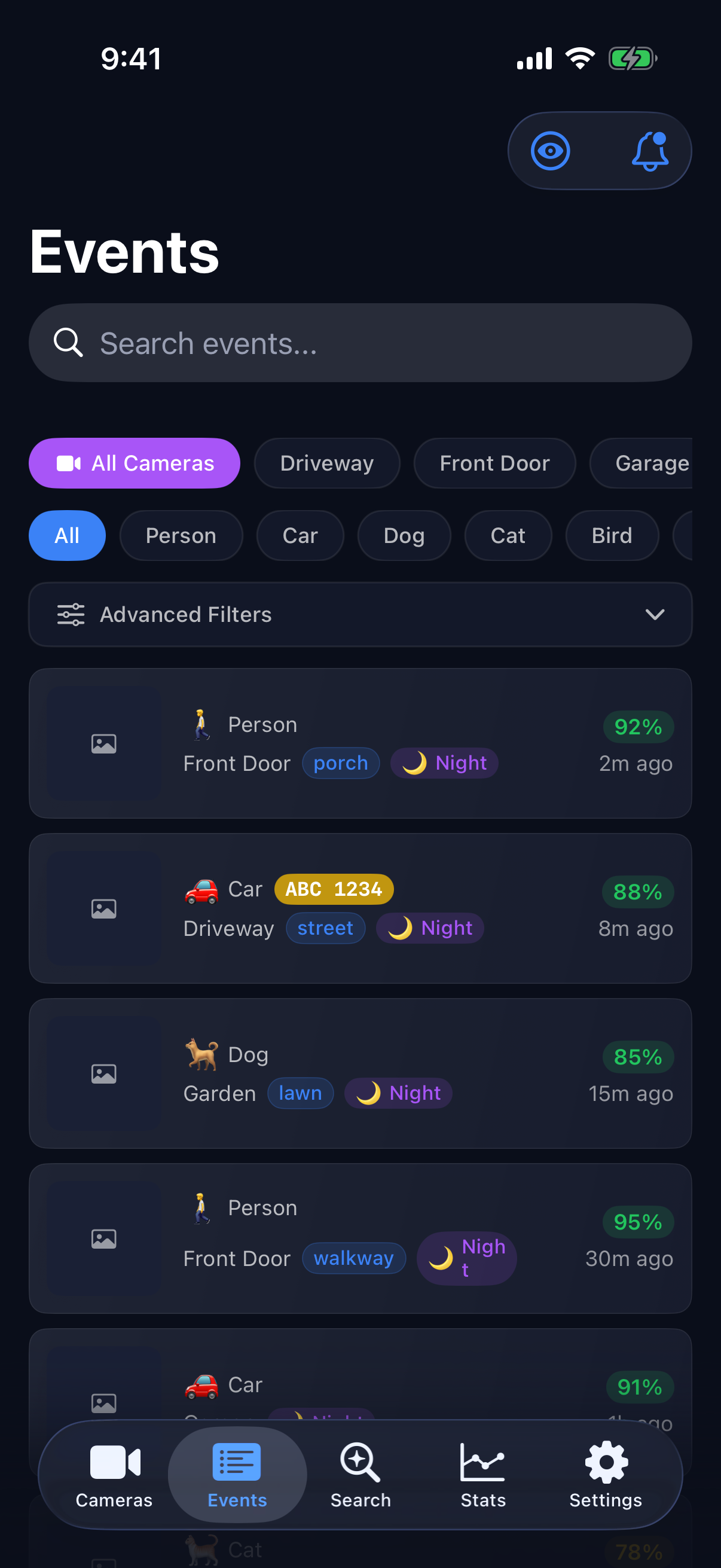 Lumen AI detection events with filtering