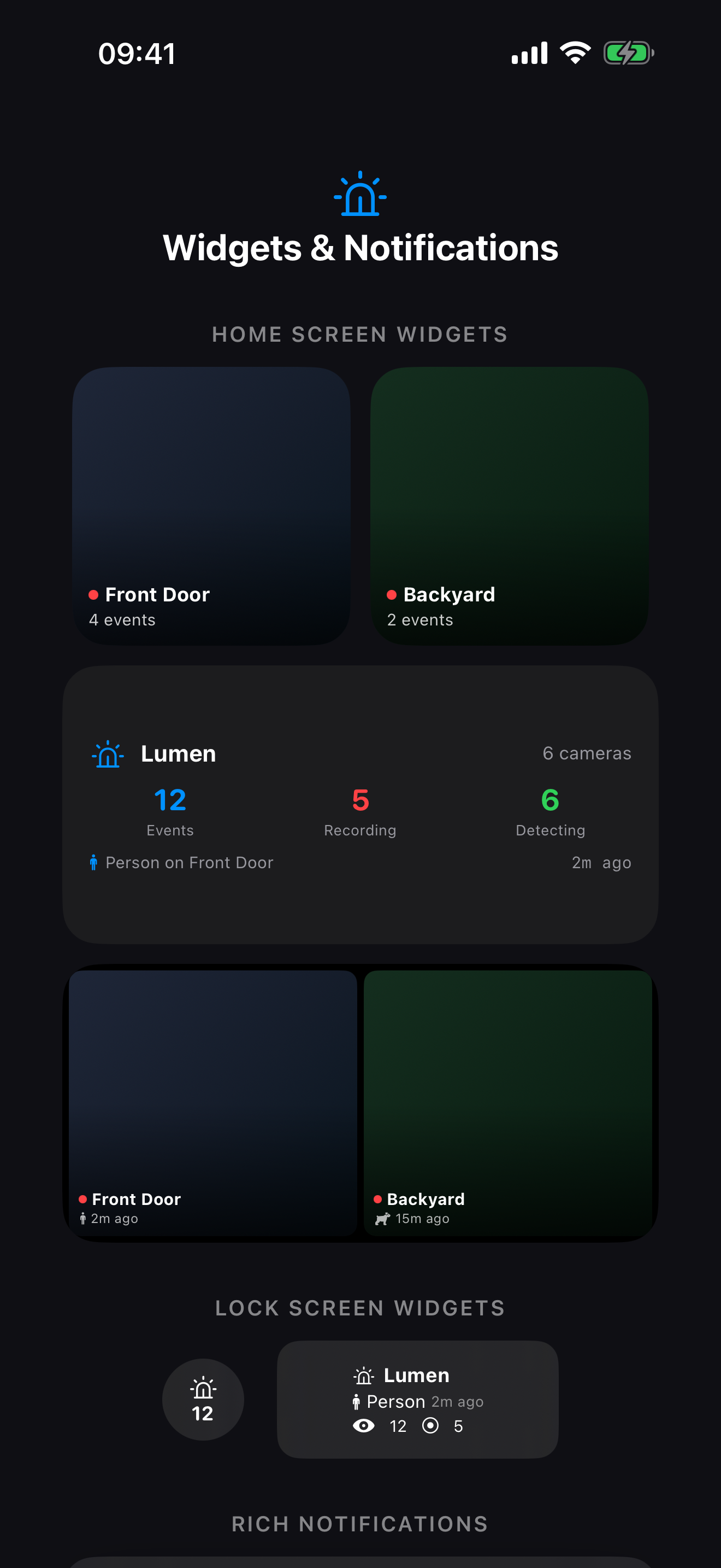 Lumen widgets on Home Screen and Lock Screen