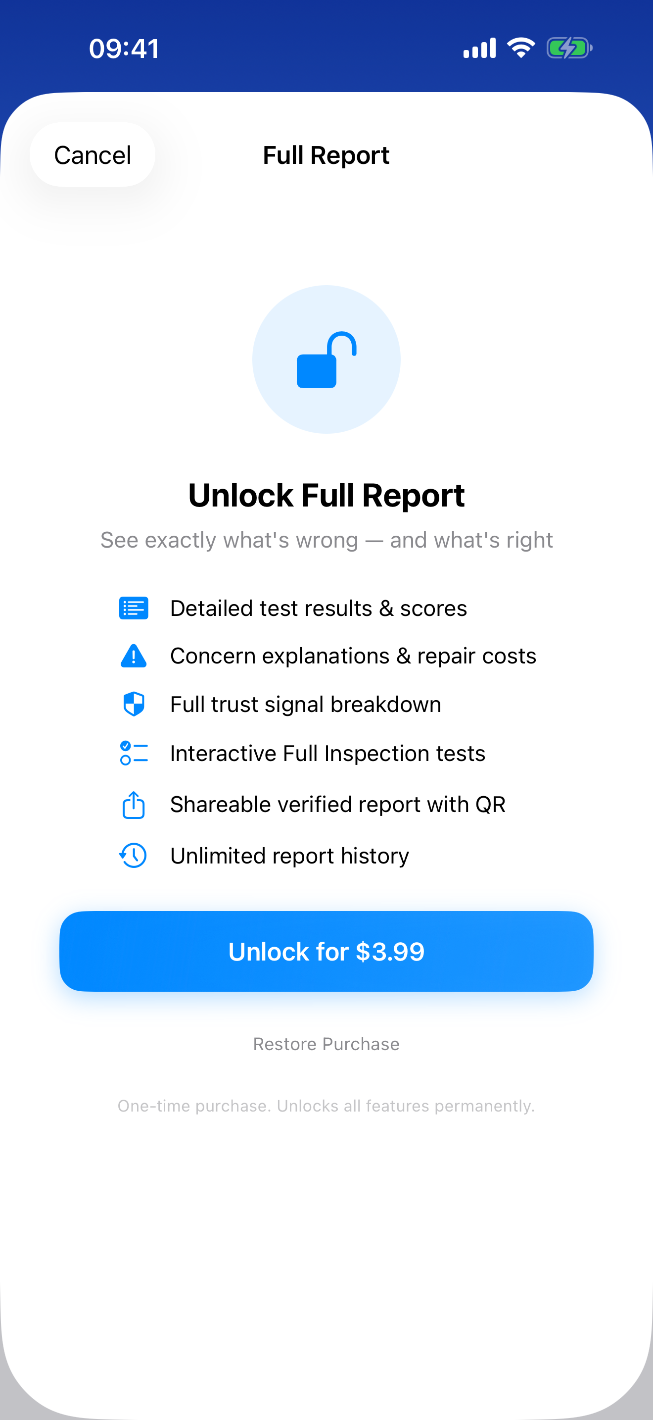ProofCheck device database showing specs, launch price, and depreciation data